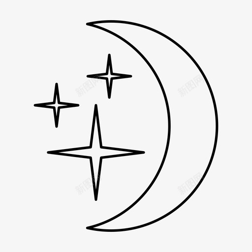 月亮和星星新月图标svg_新图网 https://ixintu.com 新月 月亮和星星