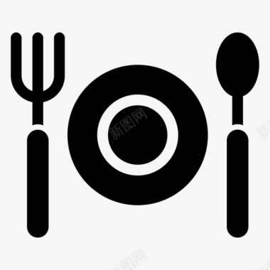 盘子叉子和勺子叉图标图标