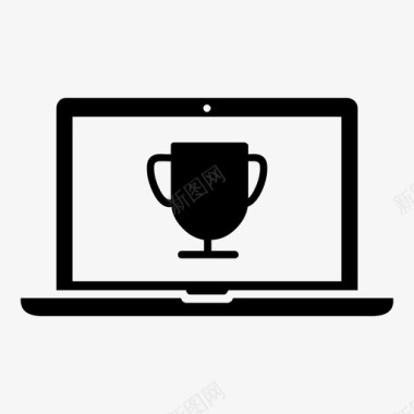 笔记本电脑奖励奖杯图标图标