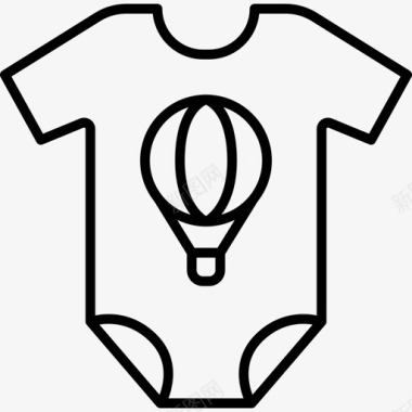 带热气球的婴儿服装时尚新生儿图标图标