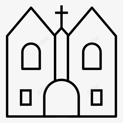 教堂建筑天主教图标svg_新图网 https://ixintu.com 复活节细线图标 天主教 庄园 建筑 教堂 食物