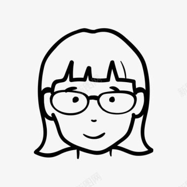 女人脸眼镜短发图标图标