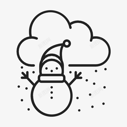 雪云下的雪人圣诞节新年图标svg_新图网 https://ixintu.com 圣诞节 新年 雪云下的雪人