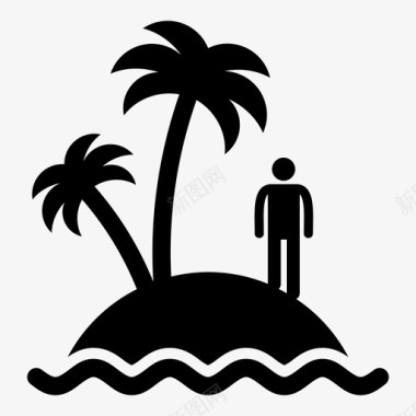 荒岛孤独棕榈树图标图标