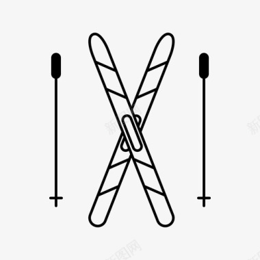 滑雪滑雪杆滑雪板图标图标