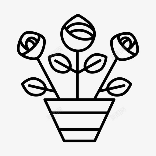玫瑰花花园植物图标svg_新图网 https://ixintu.com 树 植物 玫瑰花 花园
