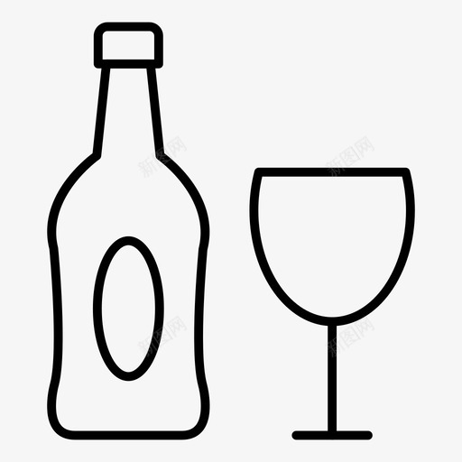 瓶子庆祝香槟图标svg_新图网 https://ixintu.com 庆祝 派对庆祝细线图标 玻璃杯 瓶子 饮料 香槟