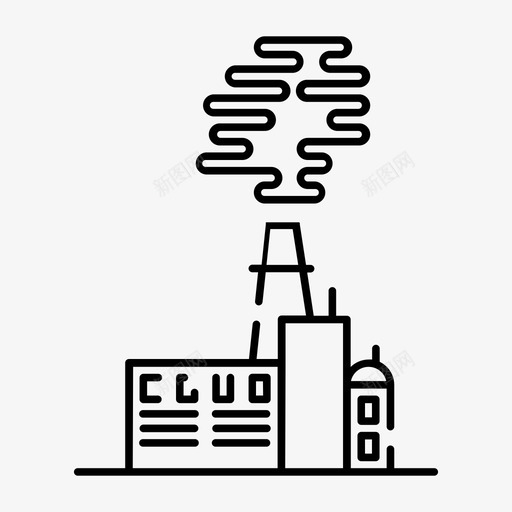 工厂建筑污染图标svg_新图网 https://ixintu.com 工厂 建筑 污染 烟雾