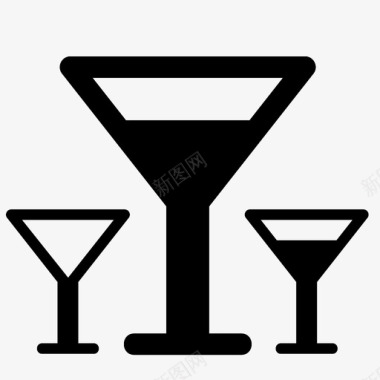 马提尼酒玻璃杯图标图标