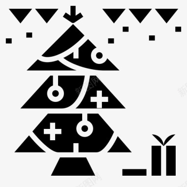 圣诞树装饰派对图标图标