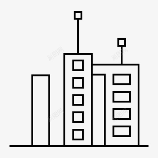 高层塔楼建筑图标svg_新图网 https://ixintu.com 建筑 高层塔楼