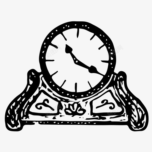时钟闹钟草图图标svg_新图网 https://ixintu.com 手绘 手表 时钟 时间 草图 闹钟