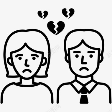 离婚夫妇家庭化身图标图标