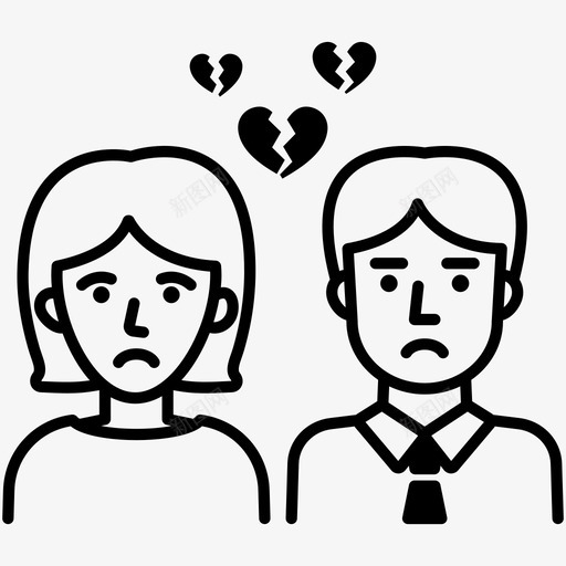 离婚夫妇家庭化身图标svg_新图网 https://ixintu.com 婚姻失败 家庭化身 离婚夫妇