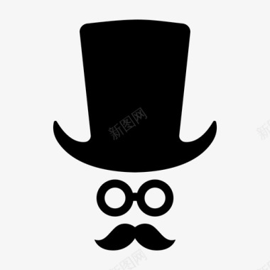 绅士圆柱帽眼镜图标图标