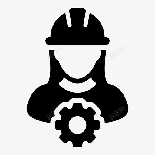 workercogconstruction图标svg_新图网 https://ixintu.com cog construction constructionworkericons业务向量样式6 female gear person worker