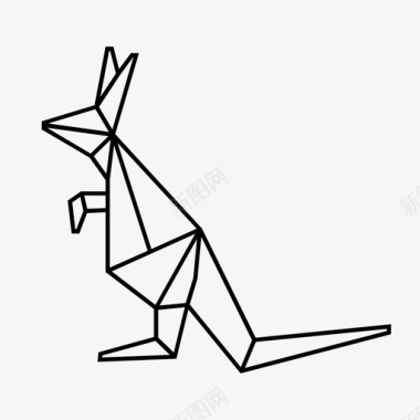 袋鼠折纸动物澳大利亚图标图标