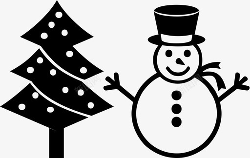 圣诞节圣诞树雪人图标svg_新图网 https://ixintu.com 圣诞树 圣诞节 雪人