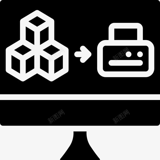 打印界面3d打印实体图标svg_新图网 https://ixintu.com 3d打印实体 打印 界面