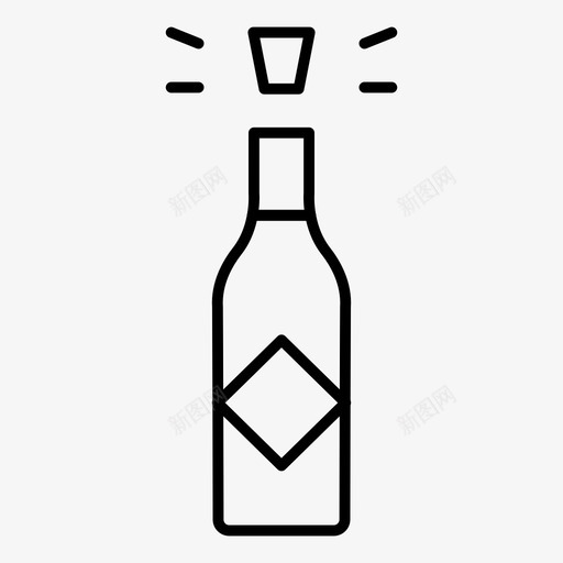 香槟酒瓶庆祝图标svg_新图网 https://ixintu.com 庆祝 派对庆祝细线图标 葡萄酒 酒瓶 香槟