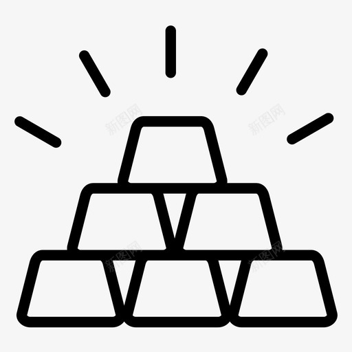 黄金金条金砖图标svg_新图网 https://ixintu.com 金堆 金条 金砖 金锭 黄金