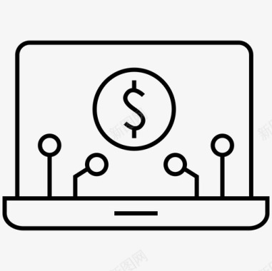 商业技术美元笔记本电脑图标图标