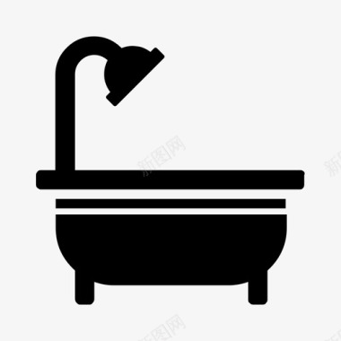 浴缸浴室热水浴缸图标图标