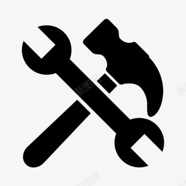 锤子和扳手修理工具图标图标