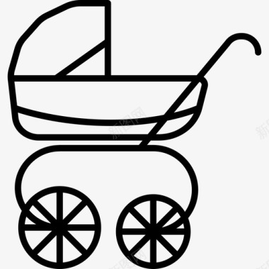 老式婴儿车运输车新生儿图标图标