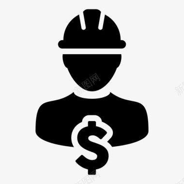 建筑工人企业美元图标图标