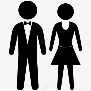 男人和女人情侣燕尾服图标图标