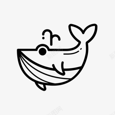 鲸鱼吹水巨鱼图标图标