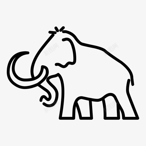 猛犸象动物线状动物图标svg_新图网 https://ixintu.com 动物 猛犸象 线状动物