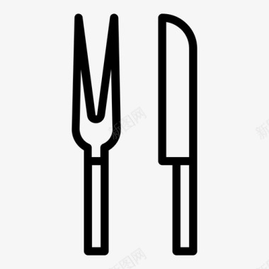 肉叉和刀感恩节工具图标图标