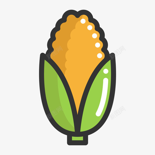 玉米-Cornsvg_新图网 https://ixintu.com 玉米-Corn Corn 玉米 水果 食物 蔬菜 器具 吃 填充 线性 扁平 手绘 多色 简约 精美 可爱 圆润