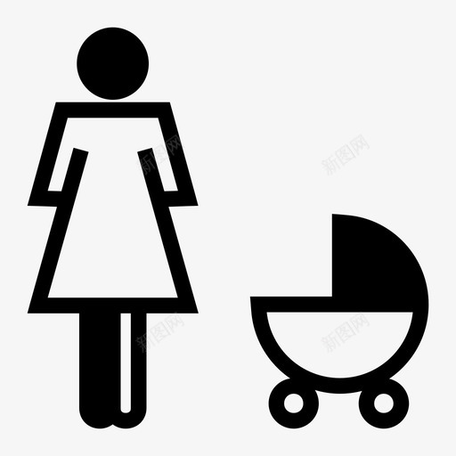 母亲婴儿护理推车图标svg_新图网 https://ixintu.com 儿童护理 婴儿护理 婴儿车 推车 母亲