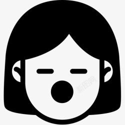 女性睡觉睡觉表情情绪图标高清图片