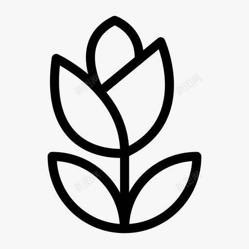 花庆祝树叶图标svg_新图网 https://ixintu.com 复活节线图标 庆祝 树叶 植物 自然 花
