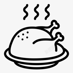 烤火图标烤火鸡烹饪晚餐图标高清图片