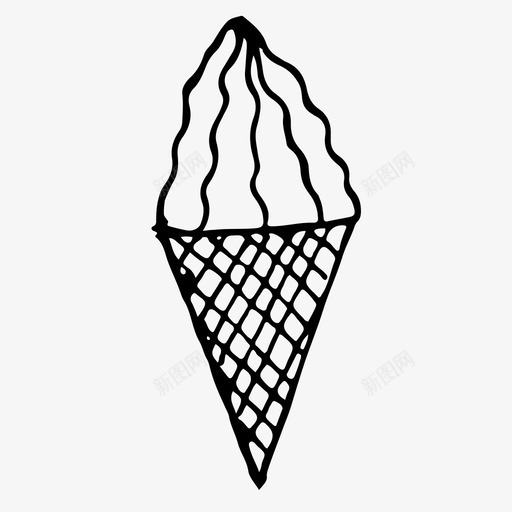 冰淇淋筒食物手绘图标svg_新图网 https://ixintu.com 冰淇淋 冰淇淋筒 手绘 素描 食物