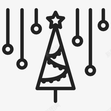 圣诞树与装饰品装饰新年图标图标