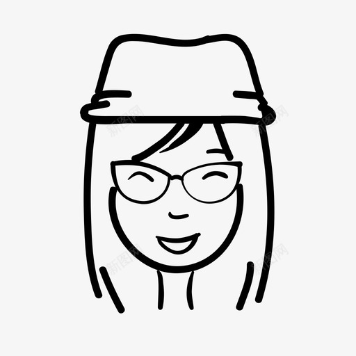 女人脸帽子眼镜图标svg_新图网 https://ixintu.com 女人脸 帽子 微笑 眼镜