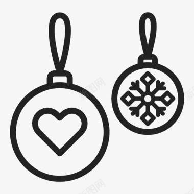 雪花和心形圣诞饰品装饰新年图标图标