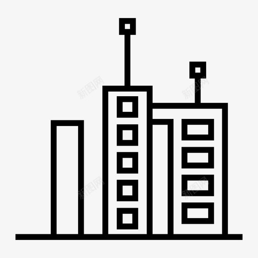 高层塔楼建筑图标svg_新图网 https://ixintu.com 建筑 高层塔楼