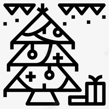 圣诞树装饰派对图标图标