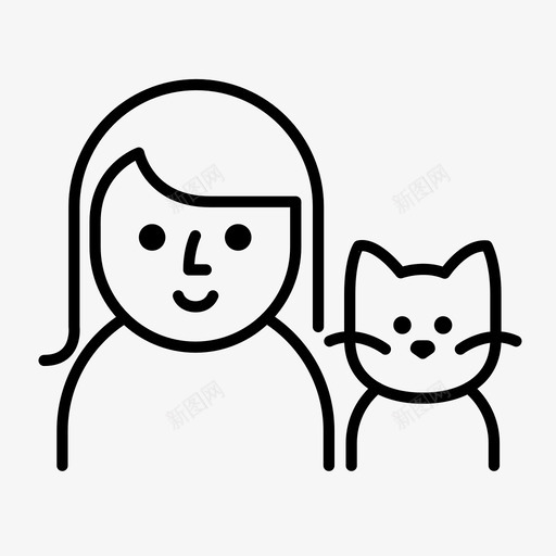 家庭品种饲养员图标svg_新图网 https://ixintu.com 品种 家庭 小猫 爱猫的人 饲养员