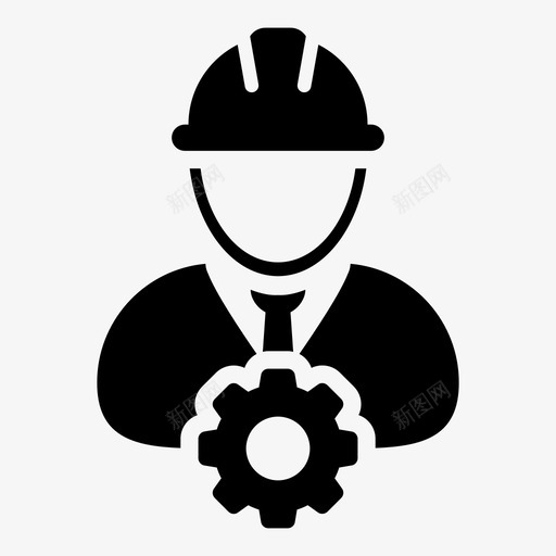 工人建筑齿轮图标svg_新图网 https://ixintu.com 人 工人 建筑 建筑工人图标业务向量样式3 技工 服务 齿轮