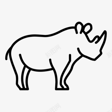 犀牛动物线动物图标图标