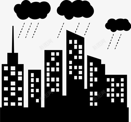 下雨城市城市天际线图标svg_新图网 https://ixintu.com 下雨 城市 城市天际线 天气
