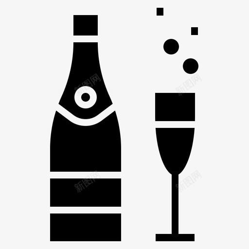 香槟晚餐饮料图标svg_新图网 https://ixintu.com 圣诞节 晚餐 派对 葡萄酒 饮料 香槟